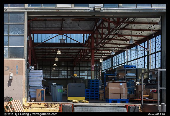 Loading platform and warehouse interior. Berkeley, California, USA (color)