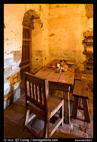 Dining table, Mission San Miguel. California, USA (color)