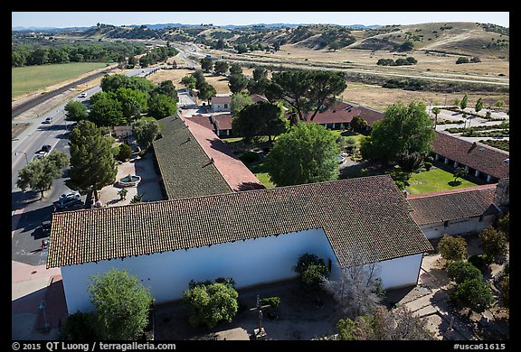 Aerial view of Mission San Miguel. California, USA (color)