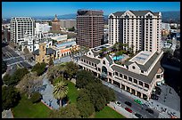 Aerial view of Fairmont Hotel, San Jose Museum of Art, and downtown. San Jose, California, USA ( color)