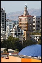Rooftops of Tech Museum, San Jose Museum of Art, St Joseph Cathedral, and Bank of Italy building. San Jose, California, USA ( color)