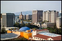 Rooftops and skyline with San Jose landmark buildings. San Jose, California, USA ( color)