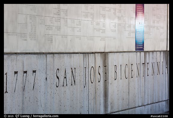 Detail of Bicentennial monument. San Jose, California, USA