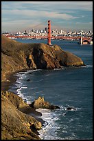 Bonita Cove, Golden Gate Bridge, and city. San Francisco, California, USA ( color)