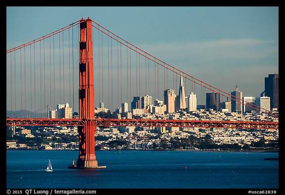 Golden Gate Bridge and San Francisco skyline. San Francisco, California, USA (color)