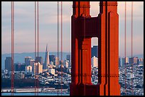 Golden Gate Bridge pillar and San Francisco skyline. San Francisco, California, USA ( color)