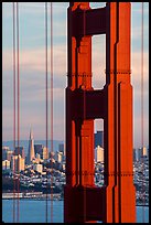 Golden Gate Bridge pillar and city skyline. San Francisco, California, USA ( color)