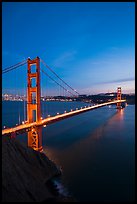 Golden Gate Bridge and city at dusk. San Francisco, California, USA ( color)
