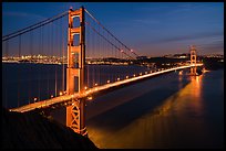 Golden Gate Bridge and San Francisco at night. San Francisco, California, USA ( color)