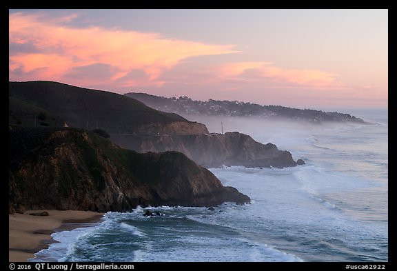 Coastline and Montara, sunset. San Mateo County, California, USA (color)