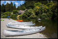 Canoes and Russian River, Monte Rio. California, USA ( color)