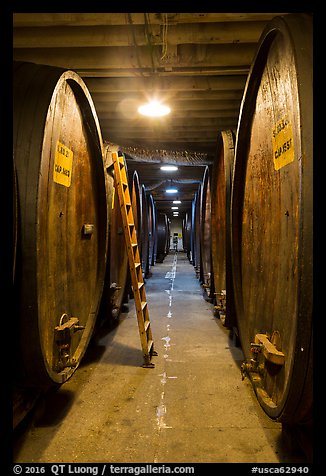 Huge barrels, Korbel Champagne Cellars, Guerneville. California, USA (color)