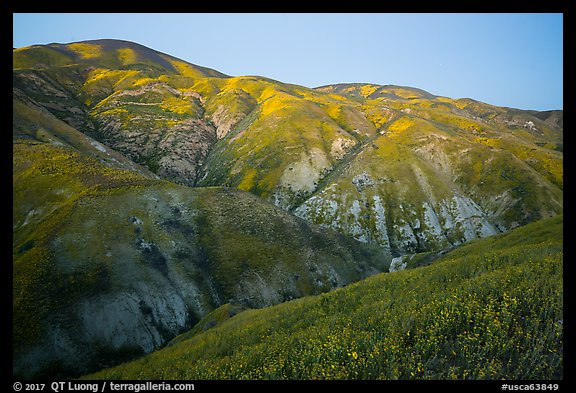 Temblor Range hills in the spring, dusk. Carrizo Plain National Monument, California, USA (color)