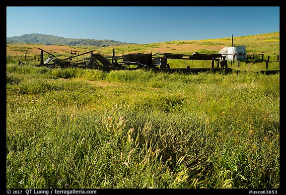 Abandonned agricultural machinery, Traver Ranch. Carrizo Plain National Monument, California, USA
