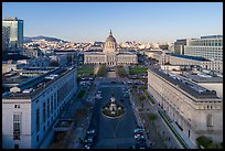 Aerial view of San Francisco Public Library, Asian Museum, and Civic Center. San Francisco, California, USA ( color)