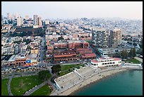 Aerial view of Maritime Museum and Ghirardelli Square. San Francisco, California, USA ( color)