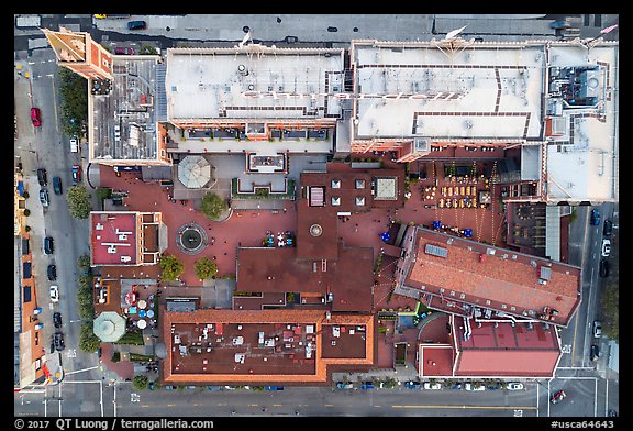 Aerial view of Ghirardelli looking down. San Francisco, California, USA