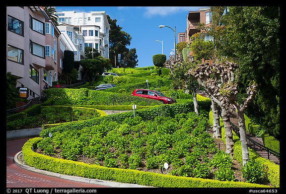 Crooked portion of Lombard Street. San Francisco, California, USA (color)