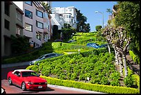 Cars descending Lombard Street. San Francisco, California, USA ( color)