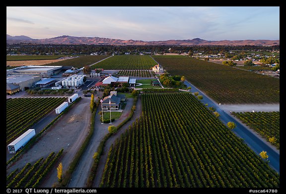 Aerial view of Concannon winery complex. Livermore, California, USA