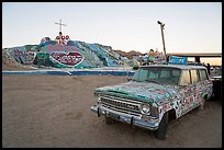Painted car and Salvation Mountain. Nyland, California, USA ( color)