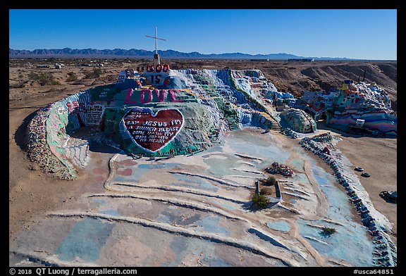 Aerial view of Salvation Mountain. Nyland, California, USA (color)