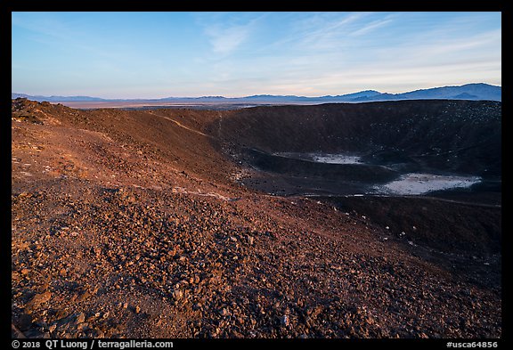 Inside Amboy Crater at sunset. Mojave Trails National Monument, California, USA