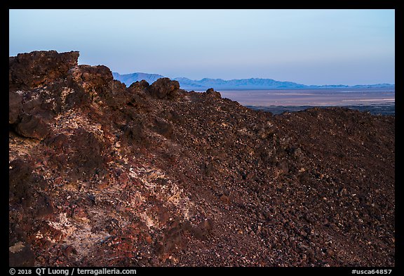 Rim of Amboy Crater at sunset. Mojave Trails National Monument, California, USA (color)