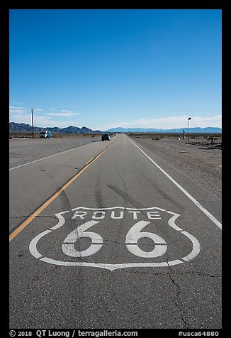 Route 66 marking, Amboy. California, USA (color)