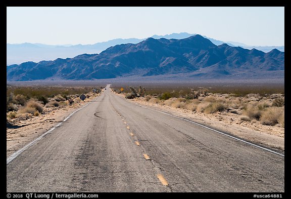 Road and mountains. Mojave Trails National Monument, California, USA
