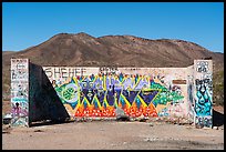 Abandonned building with graffiti along route 66. Mojave Trails National Monument, California, USA ( color)