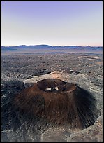 Aerial view of Amboy Crater and Bullion Mountains at dawn. Mojave Trails National Monument, California, USA ( color)