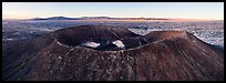 Aerial panoramic view of Amboy Crater and Bullion Mountains at sunrise. Mojave Trails National Monument, California, USA ( color)