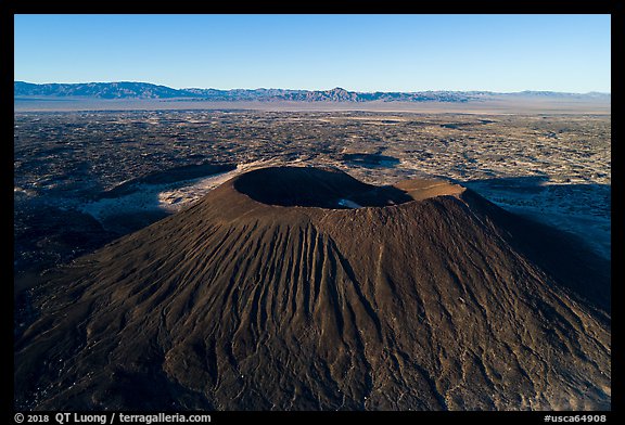 Aerial view of Amboy Crater cinder cone. Mojave Trails National Monument, California, USA (color)