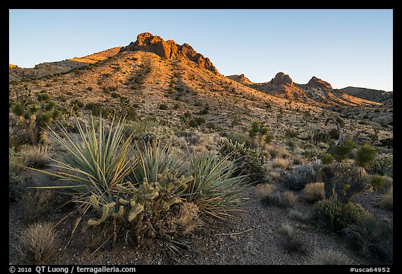 Castle Mountains, sunset. Castle Mountains National Monument, California, USA (color)