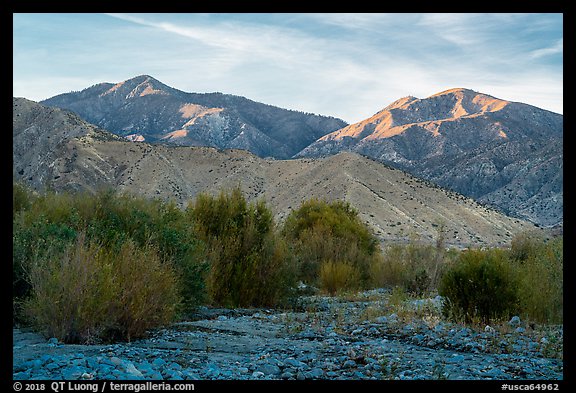 San Gorgonio Mountain from Whitewater Preserve, sunset. Sand to Snow National Monument, California, USA (color)