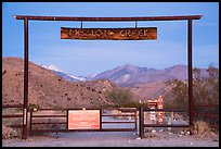 Entrance gate at dawn, Mission Creek Preserve. Sand to Snow National Monument, California, USA ( color)