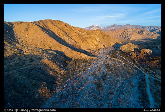 Aerial view of valley, Mission Creek Preserve. Sand to Snow National Monument, California, USA