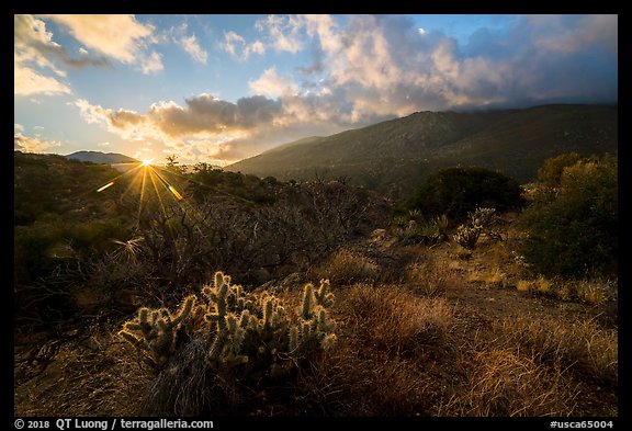 Sun rising and Santa Rosa Mountains. Santa Rosa and San Jacinto Mountains National Monument, California, USA