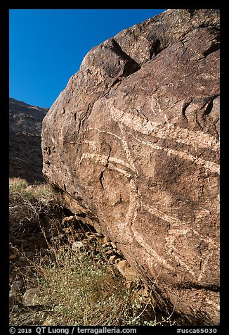 Striated boulder, Tahquitz Canyon, Palm Springs. Santa Rosa and San Jacinto Mountains National Monument, California, USA