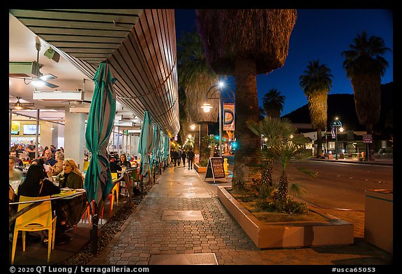 Palm Canyon Drive Sidewalk at night, Palm Springs. California, USA (color)
