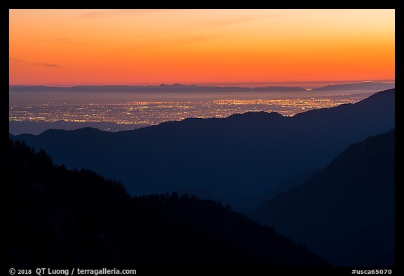 Los Angeles Basin at sunset. San Gabriel Mountains National Monument, California, USA (color)