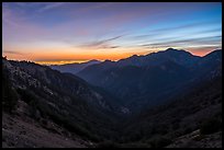 Mountains and distant Los Angeles Basin at sunset. San Gabriel Mountains National Monument, California, USA ( color)