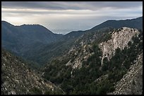 Forested mountains with Los Angeles Basin in the distance. San Gabriel Mountains National Monument, California, USA ( color)