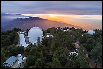 Aerial view of Mount Wilson observatory, mountains, and Los Angeles Basin. San Gabriel Mountains National Monument, California, USA ( color)
