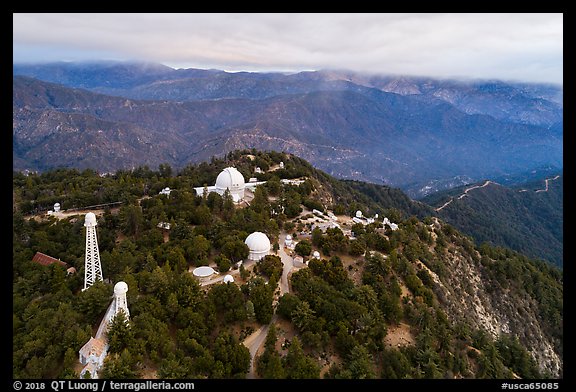 Aerial view of Mount Wilson observatory. San Gabriel Mountains National Monument, California, USA (color)