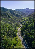 Aerial view of Cache Creek in spring. Berryessa Snow Mountain National Monument, California, USA ( color)