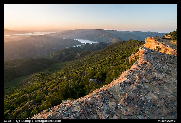 Annies Rock on the Blue Ridge with distant Lake Berryessa. Berryessa Snow Mountain National Monument, California, USA