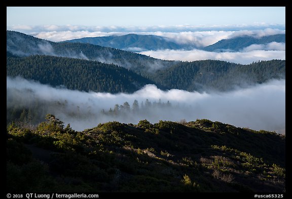 Ridges and low clouds, Snow Mountain Wilderness. Berryessa Snow Mountain National Monument, California, USA (color)