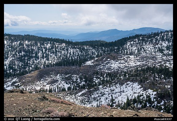 Slopes with snow from Snow Mountain summit. Berryessa Snow Mountain National Monument, California, USA